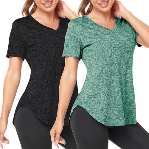 Deaviya Sport T-Shirt Damen, Fitness Sport Shirt Kurzarm Oberteile, V-Ausschnitt Laufshirt für Frauen, Workout, Gym Yoga Shirt Dame Deaviya Sport T-Shirt Damen, Fitness Sport Shirt Kurzarm Oberteile, V-Ausschnitt Laufshirt für Frauen, Workout, Gym Yoga Shirt Dame von Deaviya