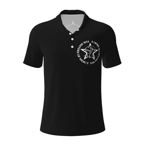 Sisters Rock Band Mercy Herren Polo-T-Shirt Punk Goth T-Shirts Hip Hop Shorts Ärmel Tops T-Shirts Schwarzes T-Shirt XX-Large von Debardelebn
