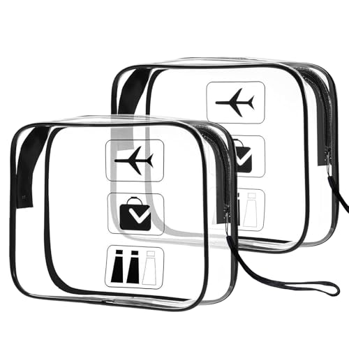 Debbery 2 transparente Reise-Kulturbeutel, Reisetasche für Toilettenartikel mit Reißverschlüssen, PVC, wasserdicht, transparent, Kulturbeutel für Damen und Herren Debbery 2 transparente Reise-Kulturbeutel, Reisetasche für Toilettenartikel mit Reißverschlüssen, PVC, wasserdicht, transparent, Kulturbeutel für Damen und Herren von Debbery