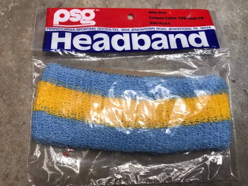 Vintage Psg Brand Tennis Athletic Sport Stirnband in Originalverpackung Baby Blau Und Gelb von DebbieDelights