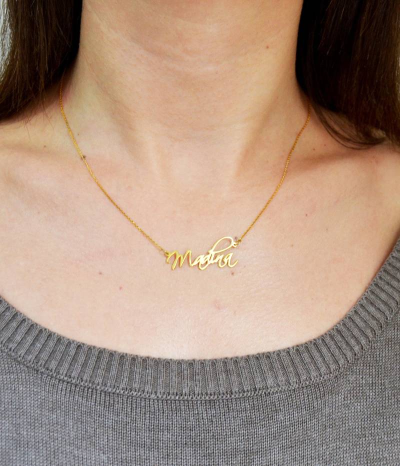 Namenskette, Personalisierte Winzige Gold Sterling Silber 925K, Namensschmuck, Filled von Debilita