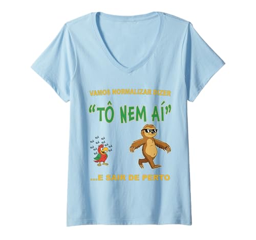 Damen Tô Nem Aí Lustiger brasilianischer portugiesischer Meme-Humor T-Shirt mit V-Ausschnitt Damen Tô Nem Aí Lustiger brasilianischer portugiesischer Meme-Humor T-Shirt mit V-Ausschnitt von Debochado Threads – Funny Brazilian Slang