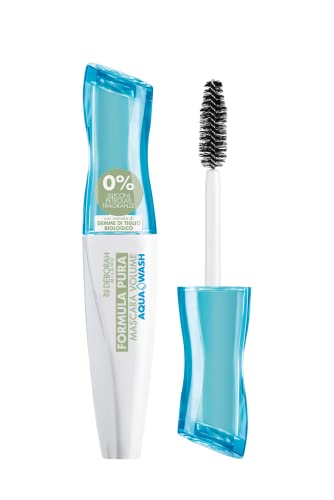 Deborah Milano - Mascara Pure Volumen Aqua Wash, hohe Verträglichkeit ohne Parabene, Volumenwirkung, einfache und schnelle Make-up mit heißem Wasser, Schwarz 12 ml von DEBORAH