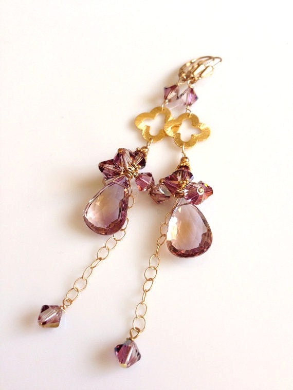 Pink Lila Statement Ametrin Und Gold Ohrringe Pink Lila Statement Ametrin Und Gold Ohrringe von DeborahDurikDesigns