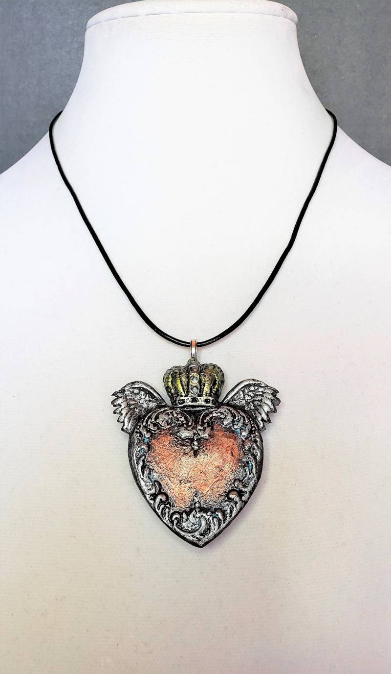 Geflügelte Herz Anhänger Halskette von DeborahKCreations