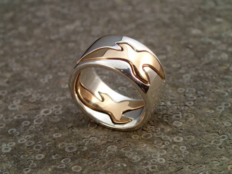 Vogel Ring -sterling Und Bronze von DeborahLaun