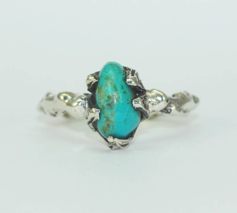 An Organic Turquoise Silver Twig Zweig Ring von DeborahWaitt