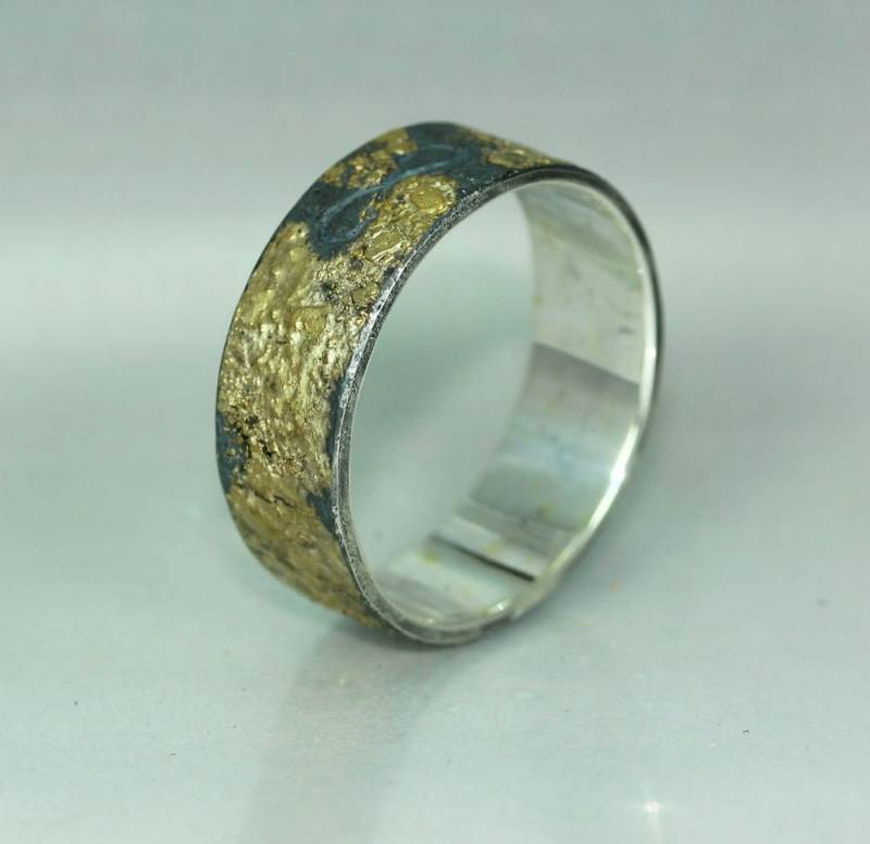 Herren 14K Gold & Sterling Silber Ehering Infinity Ring von DeborahWaitt