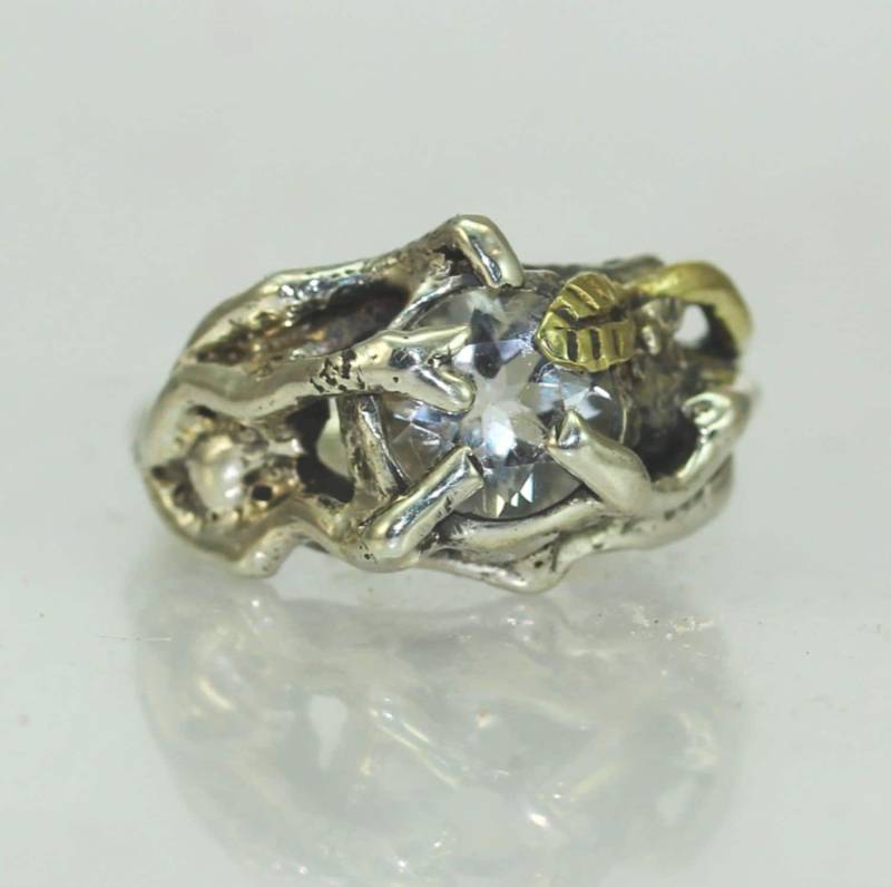 sterling Silber Zweig Ring Blattgold, Topas, Organic Rustikal Band von DeborahWaitt