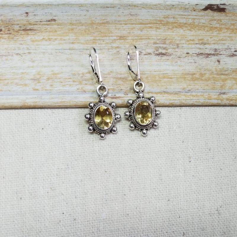 Handgefertigte Facettierte Citrine, Amethyst Oder Turmalin Ovale Ohrringe Aus Sterlingsilber von DeborahdesignStore