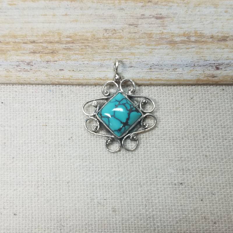 sterling Silber Türkis Anhänger sterling Silber Türkis Anhänger von DeborahdesignStore