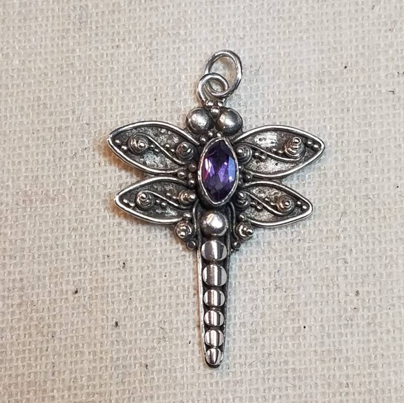 sterlingsilber Handgefertigt in Bali Indonesien Facettierter Edelstein Libellen Anhänger von DeborahdesignStore