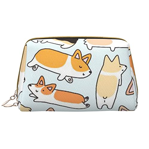 Debou Corgi Make-up-Tasche mit großem Fassungsvermögen, Leder, wasserdicht, tragbar, Reise-Kosmetiktasche, Make-up-Organizer-Tasche für Frauen, Weiß, Einheitsgröße, weiß, Einheitsgröße von Debou