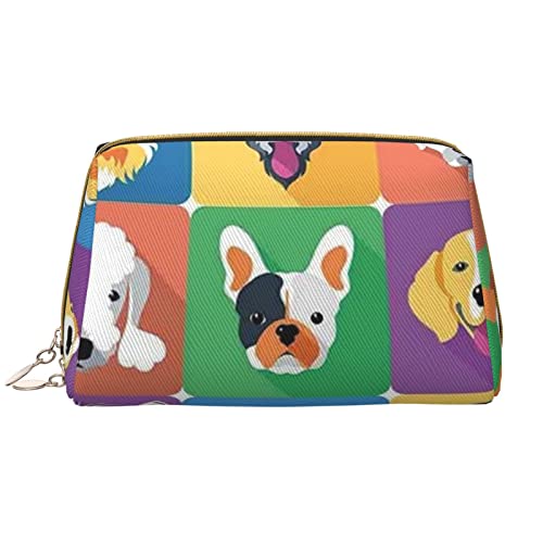 Debou Hunde-Make-up-Tasche, großes Fassungsvermögen, Leder, wasserdicht, Make-up-Tasche, tragbare Reise-Kosmetiktasche, Make-up-Organizer-Tasche für Frauen, Weiß, Einheitsgröße, weiß, Einheitsgröße von Debou