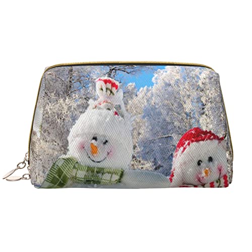 Debou Niedlicher Schneemann-Make-up-Tasche, großes Fassungsvermögen, Leder, wasserdicht, Make-up-Tasche, tragbare Reise-Kosmetiktasche, Make-up-Organizer-Tasche für Frauen, Weiß, Einheitsgröße, weiß, von Debou