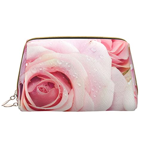 Debou Süße rosa Pastellrosen Make-up-Tasche große Kapazität Leder wasserdichte Make-up-Tasche tragbare Reise Kosmetiktasche Make-up Organizer Tasche für Frauen, weiß, Einheitsgröße, weiß, von Debou