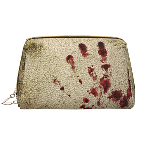 Dirty Wall Make-up-Tasche mit blutiger Hand, große Kapazität, Leder, wasserdicht, Make-up-Tasche, tragbare Reise-Kosmetiktasche, Make-up-Organizer-Tasche für Frauen, Weiß, Einheitsgröße, weiß, von Debou