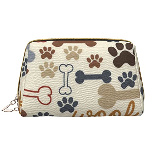 Make-up-Tasche mit Hundeknochenpfoten, großes Fassungsvermögen, Leder, wasserdicht, tragbar, Reise-Kosmetiktasche, Make-up-Organizer-Tasche für Frauen, Weiß, Einheitsgröße, weiß, Einheitsgröße von Debou