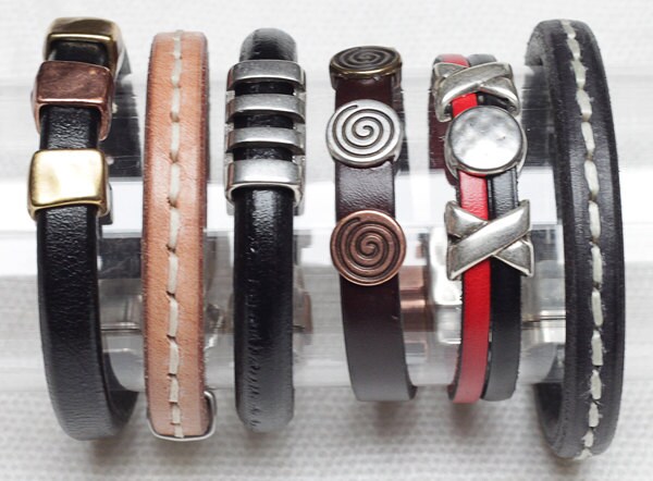 Leder-Armbänder - Armbänder Slider Perlen Sterling Silber Männer Frauen Leder Messing Kupfer von DebraGorenJewelry