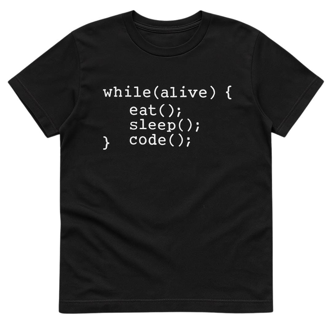 While(Alive { Eat(; Sleep(; Code(; } - Funny Programmer T-Shirt For Coders & Developers von DebuggedThreads
