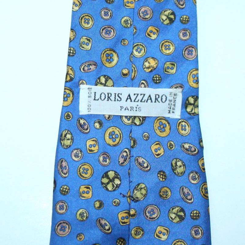 Herren Designer Loris Azzaro 100% Seide Tie Made in France Knopf Designmuster von DecadesInStyle