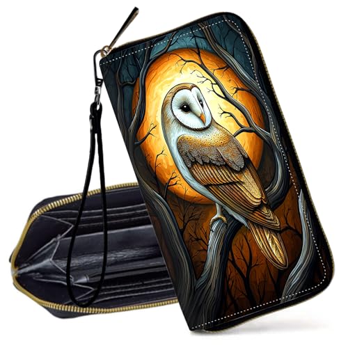 Decahouy RFID-blockierende Geldbörse für Damen – schlanke PU-Leder-Reißverschluss-Clutch, niedliche Kreditkartenetui mit Handgelenkschlaufe für Damen, A Funny Highland Cattle von Decahouy