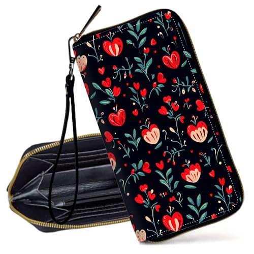 Decahouy RFID-blockierende Geldbörse für Damen – schlanke PU-Leder-Reißverschluss-Clutch, niedliche Kreditkartenetui mit Handgelenkschlaufe für Damen, Dark Fantasy Monkey King von Decahouy