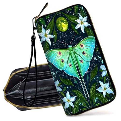 Decahouy RFID-blockierende Geldbörse für Damen – schlanke PU-Leder-Reißverschluss-Clutch, niedliche Kreditkartenetui mit Handgelenkschlaufe für Damen, Elephant and Balloons von Decahouy