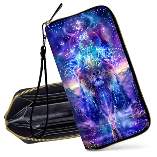 Decahouy RFID-blockierende Geldbörse für Damen – schlanke PU-Leder-Reißverschluss-Clutch, niedliche Kreditkartenetui mit Handgelenkschlaufe für Damen, Feury Red Hair Monkey King von Decahouy