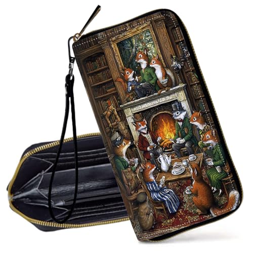 Decahouy RFID-blockierende Geldbörse für Damen – schlanke PU-Leder-Reißverschluss-Clutch, niedliche Kreditkartenetui mit Handgelenkschlaufe für Damen, Leuchtender Baum des Lebens von Decahouy