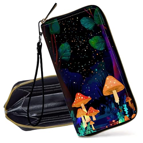 Decahouy RFID-blockierende Geldbörse für Damen – schlanke PU-Leder-Reißverschluss-Clutch, niedliche Kreditkartenetui mit Handgelenkschlaufe für Damen, Lustige viktorianische Tiere von Decahouy