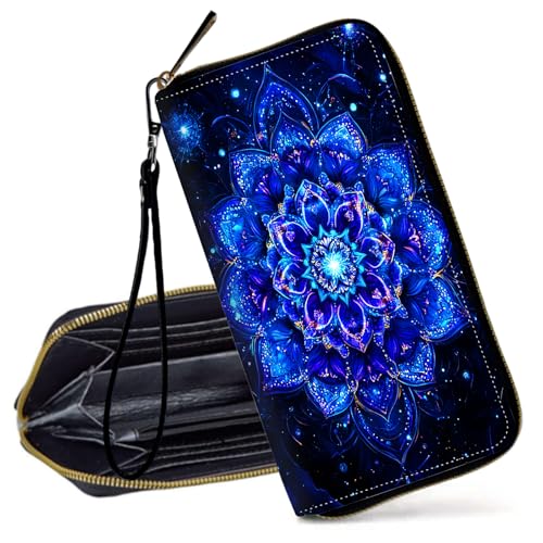 Decahouy RFID-blockierende Geldbörse für Damen – schlanke PU-Leder-Reißverschluss-Clutch, niedliche Kreditkartenetui mit Handgelenkschlaufe für Damen, Neonfarbenes Würfelsymbol von Decahouy