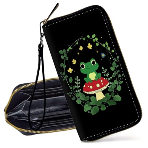 Decahouy RFID-blockierende Geldbörse für Damen – schlanke PU-Leder-Reißverschluss-Clutch, niedliche Kreditkartenetui mit Handgelenkschlaufe für Damen, Niedliche Hammerhaie von Decahouy