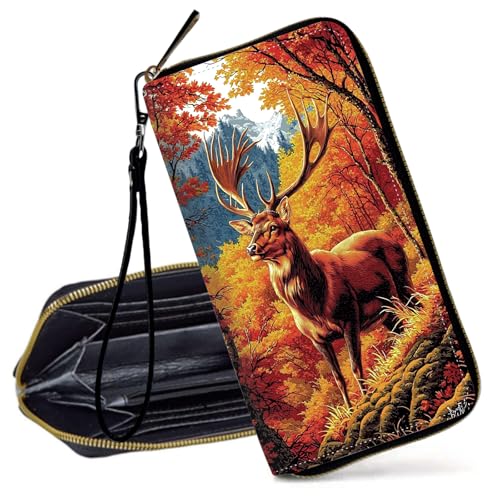 Decahouy RFID-blockierende Geldbörse für Damen – schlanke PU-Leder-Reißverschluss-Clutch, niedliche Kreditkartenetui mit Handgelenkschlaufe für Damen, Schöne ätherische Landschaft von Decahouy