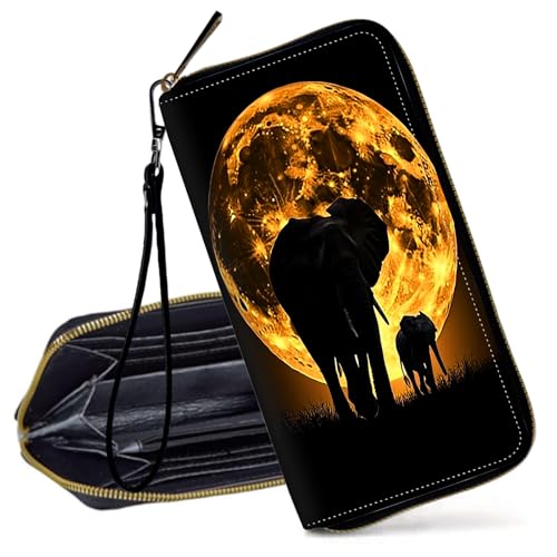 Decahouy RFID-blockierende Geldbörse für Damen – schlanke PU-Leder-Reißverschluss-Clutch, niedliche Kreditkartenetui mit Handgelenkschlaufe für Damen, Totenkopf Tattoo Mädchen, rote Rose von Decahouy