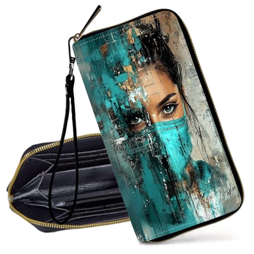 Decahouy RFID-blockierende Geldbörse für Damen – schlanke PU-Leder-Reißverschluss-Clutch, niedliche Kreditkartenetui mit Handgelenkschlaufe für Damen, Van Gogh Style - Sonnenblumen von Decahouy