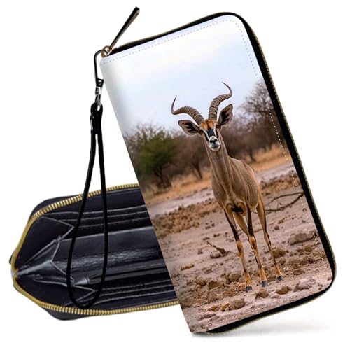 Decahouy RFID-blockierende Geldbörse für Frauen – schlanke PU-Leder-Reißverschluss-Clutch, niedliche Kreditkartenetui mit Handgelenkschlaufe für Damen, Baby-Elefant mit Blumen von Decahouy