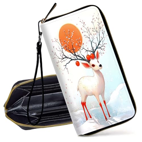 Decahouy RFID-blockierende Geldbörse für Frauen – schlanke PU-Leder-Reißverschluss-Clutch, niedliche Kreditkartenetui mit Handgelenkschlaufe für Damen, Beige Zebra und Leopard von Decahouy