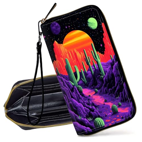Decahouy RFID-blockierende Geldbörse für Frauen – schlanke PU-Leder-Reißverschluss-Clutch, niedliche Kreditkartenetui mit Handgelenkschlaufe für Damen, Bunter Baum des Lebens von Decahouy