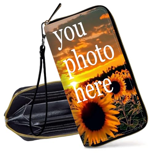 Decahouy RFID-blockierende Geldbörse für Frauen – schlanke PU-Leder-Reißverschluss-Clutch, niedliche Kreditkartenetui mit Handgelenkschlaufe für Damen, Custom von Decahouy