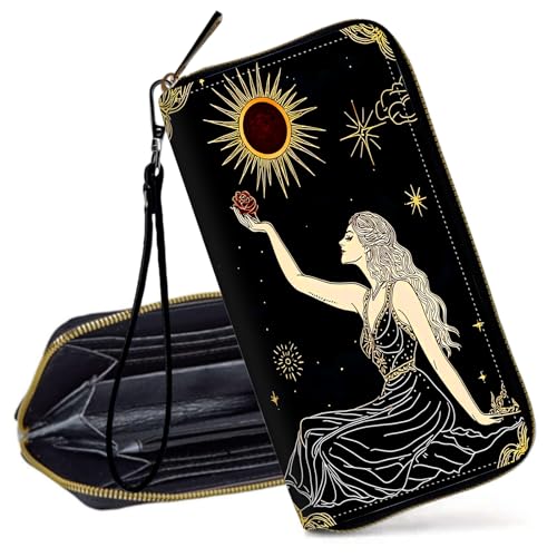 Decahouy RFID-blockierende Geldbörse für Frauen – schlanke PU-Leder-Reißverschluss-Clutch, niedliche Kreditkartenetui mit Handgelenkschlaufe für Damen, Custom von Decahouy