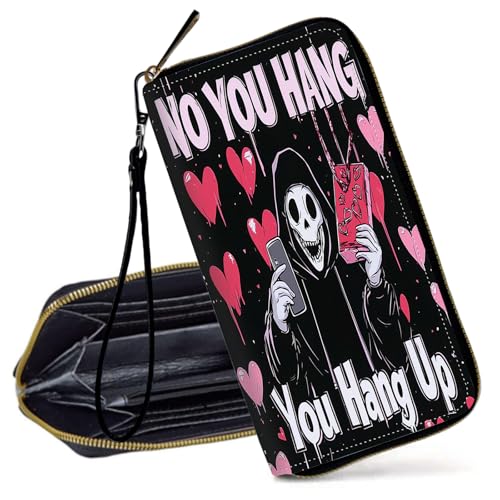 Decahouy RFID-blockierende Geldbörse für Frauen – schlanke PU-Leder-Reißverschluss-Clutch, niedliche Kreditkartenetui mit Handgelenkschlaufe für Damen, Ghostface Pink von Decahouy