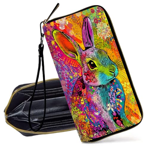 Decahouy RFID-blockierende Geldbörse für Frauen – schlanke PU-Leder-Reißverschluss-Clutch, niedliche Kreditkartenetui mit Handgelenkschlaufe für Damen, Niedliche rote Herzen und Blumen von Decahouy