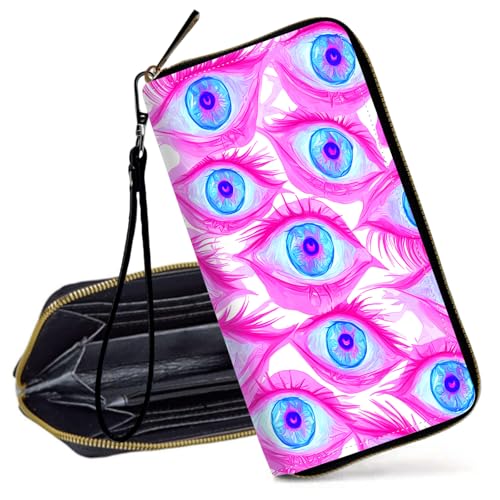 Decahouy RFID-blockierende Geldbörse für Frauen – schlanke PU-Leder-Reißverschluss-Clutch, niedliche Kreditkartenetui mit Handgelenkschlaufe für Damen, Pink Glitter Cheetah Prit von Decahouy