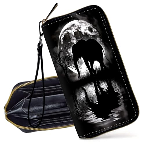 Decahouy RFID-blockierende Geldbörse für Frauen – schlanke PU-Leder-Reißverschluss-Clutch, niedliche Kreditkartenetui mit Handgelenkschlaufe für Damen, Schwarz-weiß gestreifte Sonnenblume von Decahouy