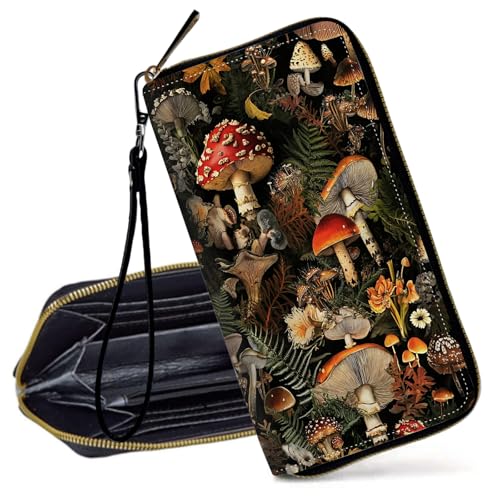 Decahouy RFID-blockierende Geldbörse für Frauen – schlanke PU-Leder-Reißverschluss-Clutch, niedliche Kreditkartenetui mit Handgelenkschlaufe für Damen, Vintage-Baseballs von Decahouy