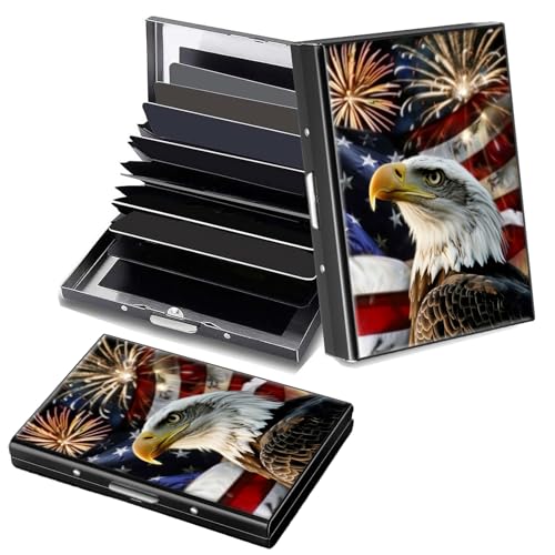 Decahouy RFID-blockierendes, schlankes Aluminium-Kreditkartenetui für Damen und Herren, kleine Metallgeldbörse mit 6 Akkordeonfächern, leichtes Visitenkartenetui, modisches Muster, Ausweis-Geldbörse von Decahouy