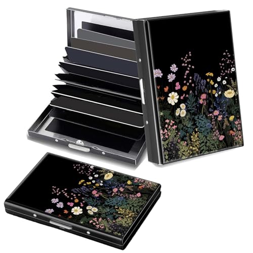 Decahouy RFID-blockierendes, schlankes Aluminium-Kreditkartenetui für Damen und Herren, kleine Metallgeldbörse mit 6 Akkordeonfächern, leichtes Visitenkartenetui, modisches Muster, Ausweis-Geldbörse von Decahouy