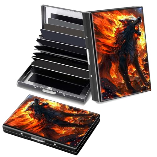 Decahouy RFID-blockierendes, schlankes Aluminium-Kreditkartenetui für Damen und Herren, kleine Metallgeldbörse mit 6 Akkordeonfächern, leichtes Visitenkartenetui, modisches Muster, Ausweis-Geldbörse von Decahouy