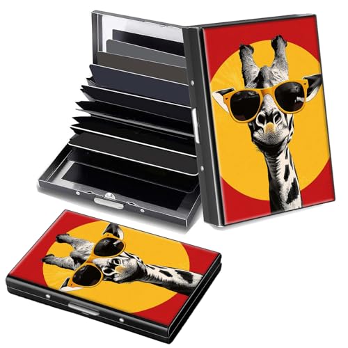 Decahouy RFID-blockierendes, schlankes Aluminium-Kreditkartenetui für Damen und Herren, kleine Metallgeldbörse mit 6 Akkordeonfächern, leichtes Visitenkartenetui, modisches Muster, Ausweis-Geldbörse von Decahouy